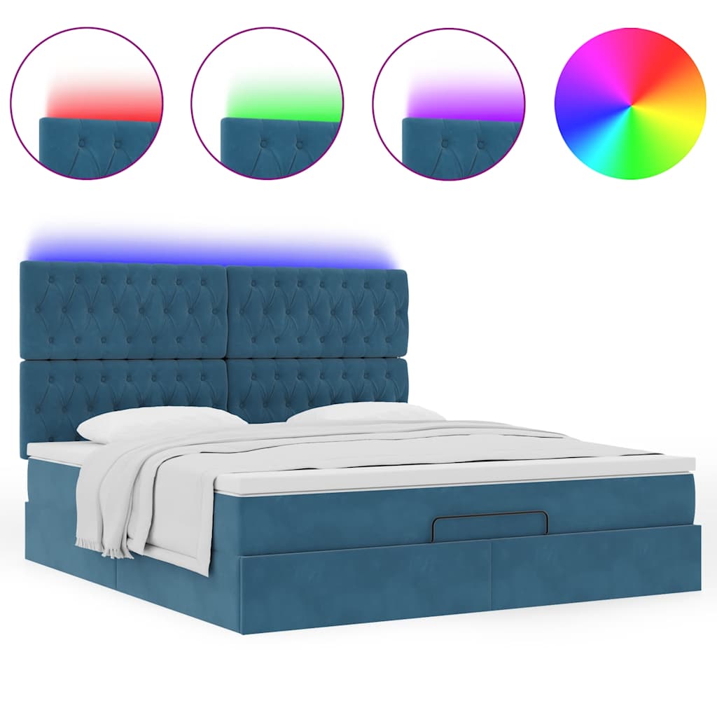 Cadre de lit ottoman avec matelas bleu foncé 180x200 cm velours Lits & cadres de lit vidaXL