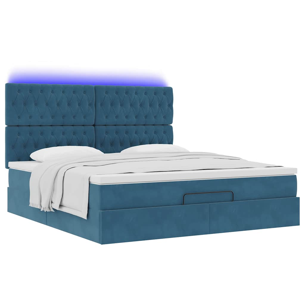 Cadre de lit ottoman avec matelas bleu foncé 180x200 cm velours Lits & cadres de lit vidaXL