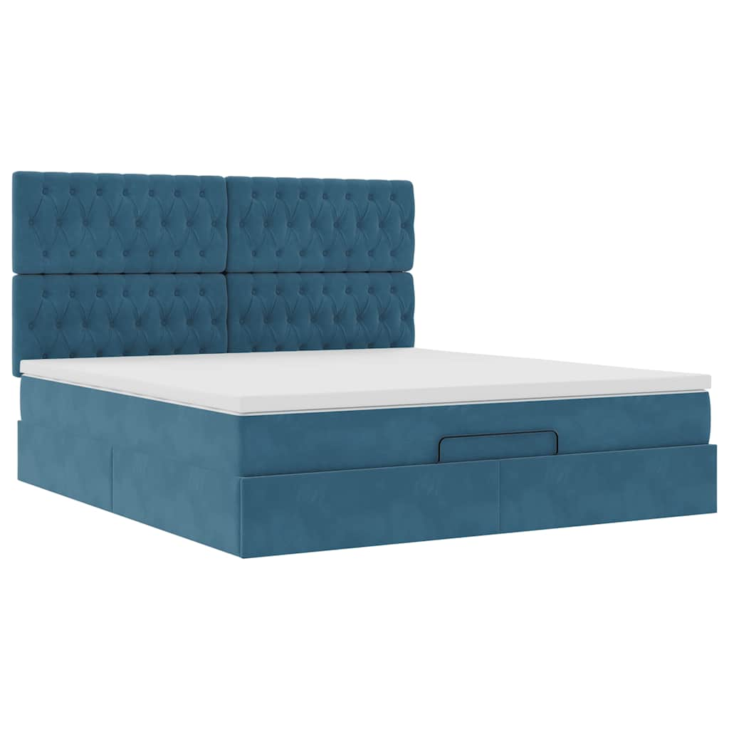 Cadre de lit ottoman avec matelas bleu foncé 180x200 cm velours Lits & cadres de lit vidaXL