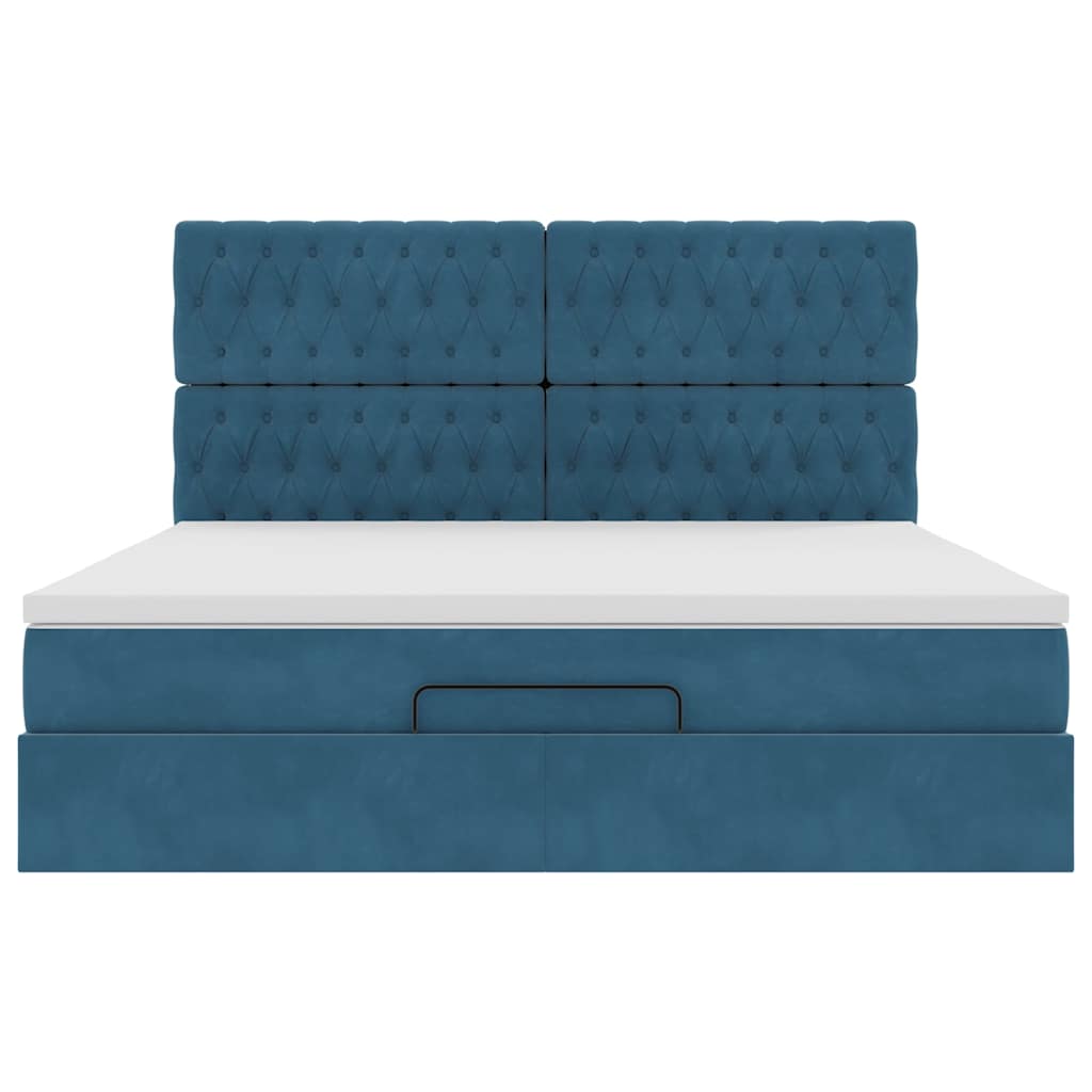 Cadre de lit ottoman avec matelas bleu foncé 180x200 cm velours Lits & cadres de lit vidaXL