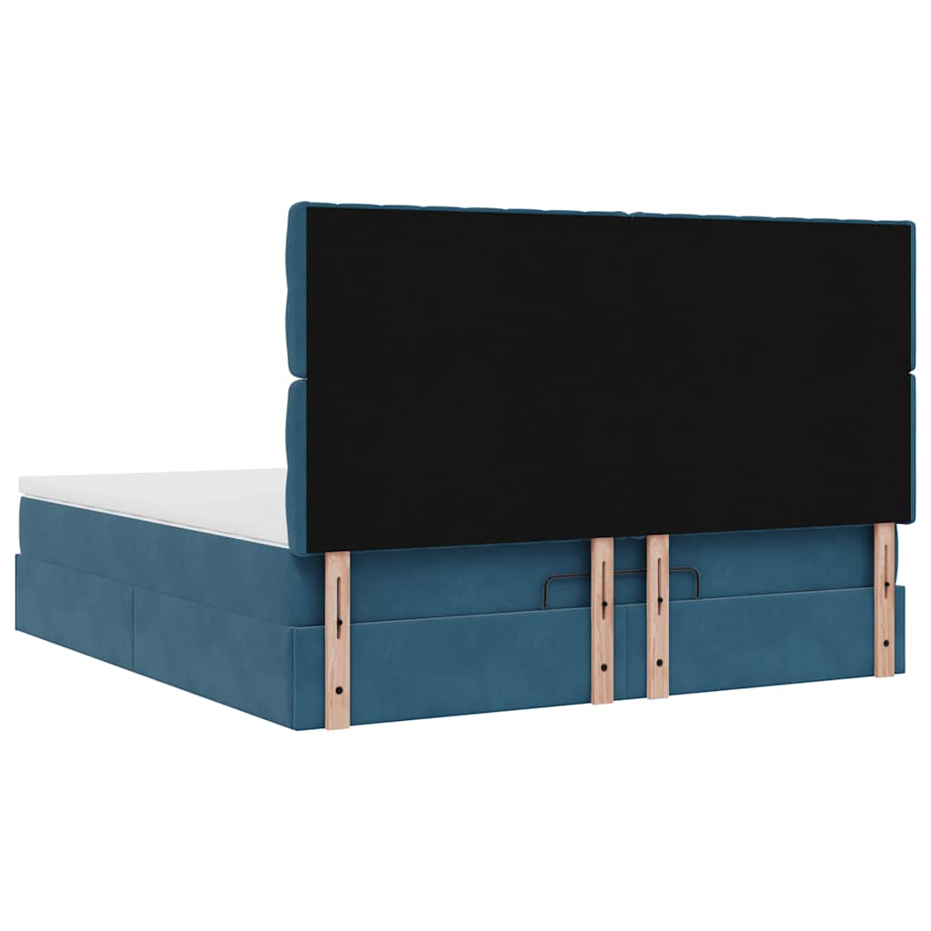 Cadre de lit ottoman avec matelas bleu foncé 180x200 cm velours Lits & cadres de lit vidaXL