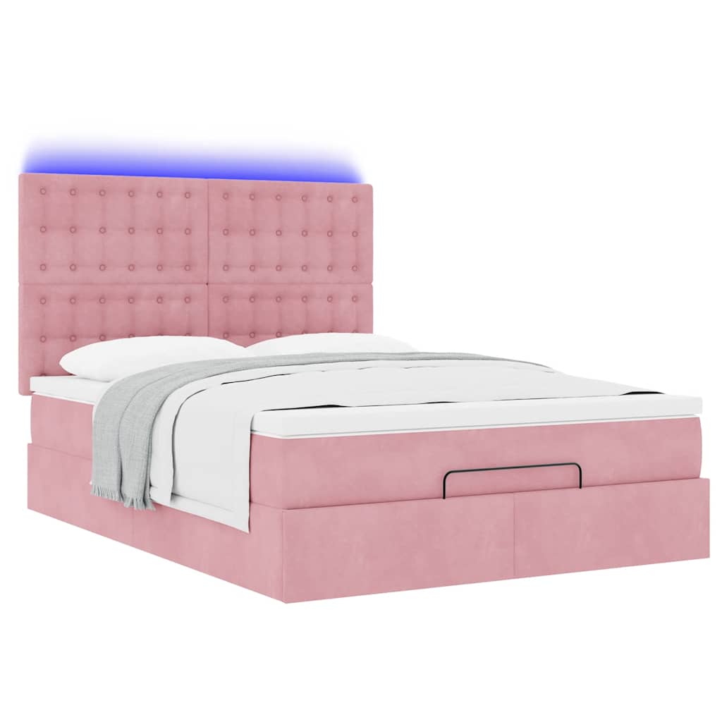 Cadre de lit ottoman avec matelas rose 140x200 cm velours Lits & cadres de lit vidaXL