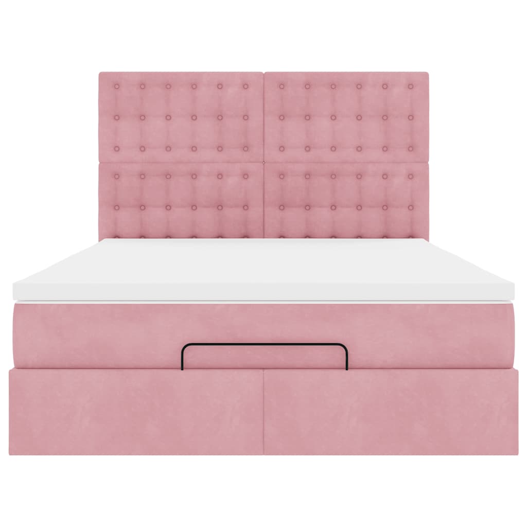 Cadre de lit ottoman avec matelas rose 140x200 cm velours Lits & cadres de lit vidaXL