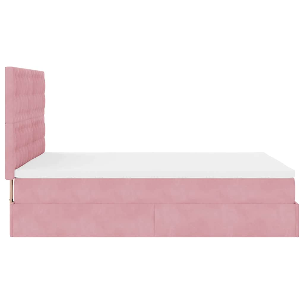 Cadre de lit ottoman avec matelas rose 140x200 cm velours Lits & cadres de lit vidaXL