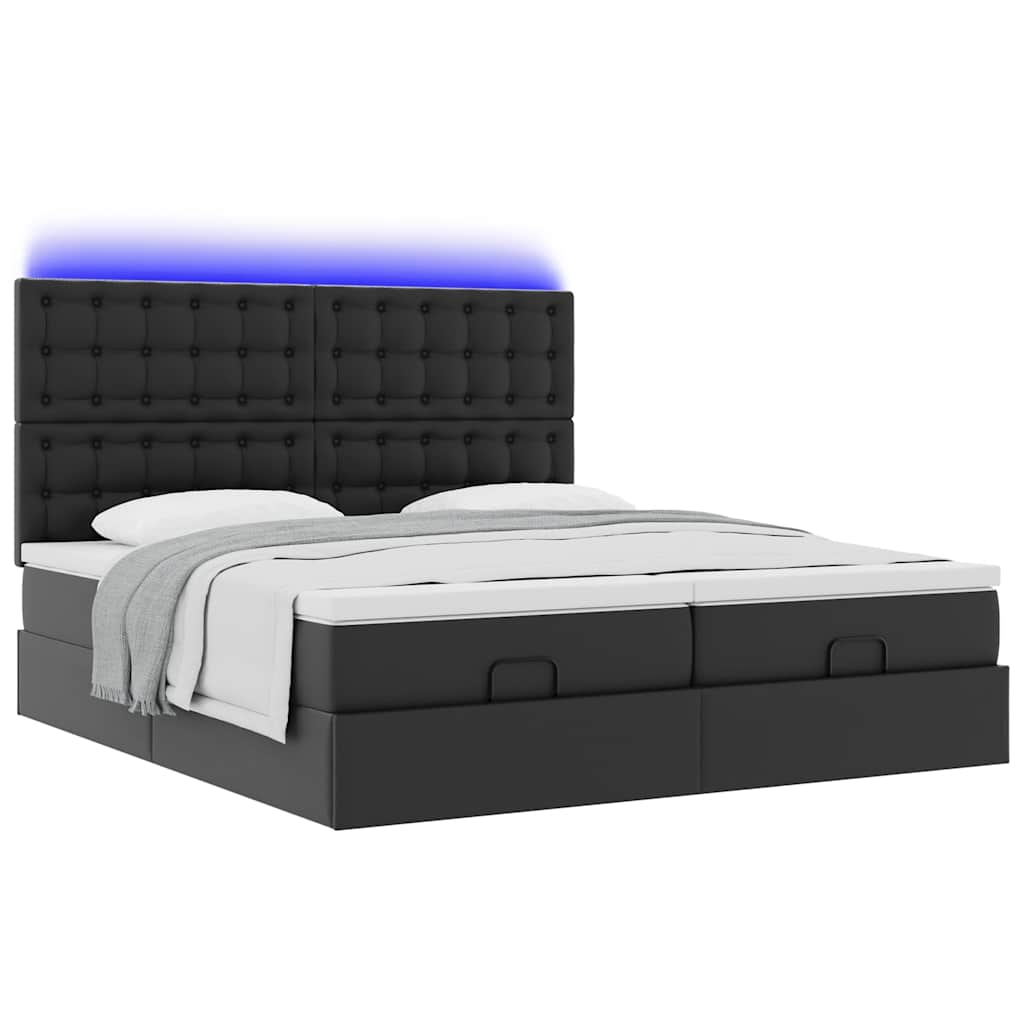 Cadre de lit ottoman avec matelas noir 160x200 cm similicuir Lits & cadres de lit vidaXL