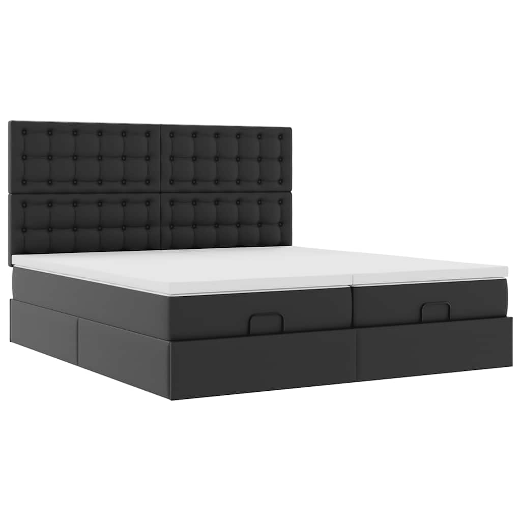 Cadre de lit ottoman avec matelas noir 160x200 cm similicuir Lits & cadres de lit vidaXL