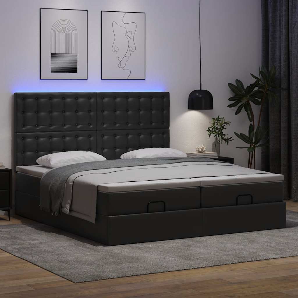 Cadre de lit ottoman avec matelas noir 160x200 cm similicuir Lits & cadres de lit vidaXL