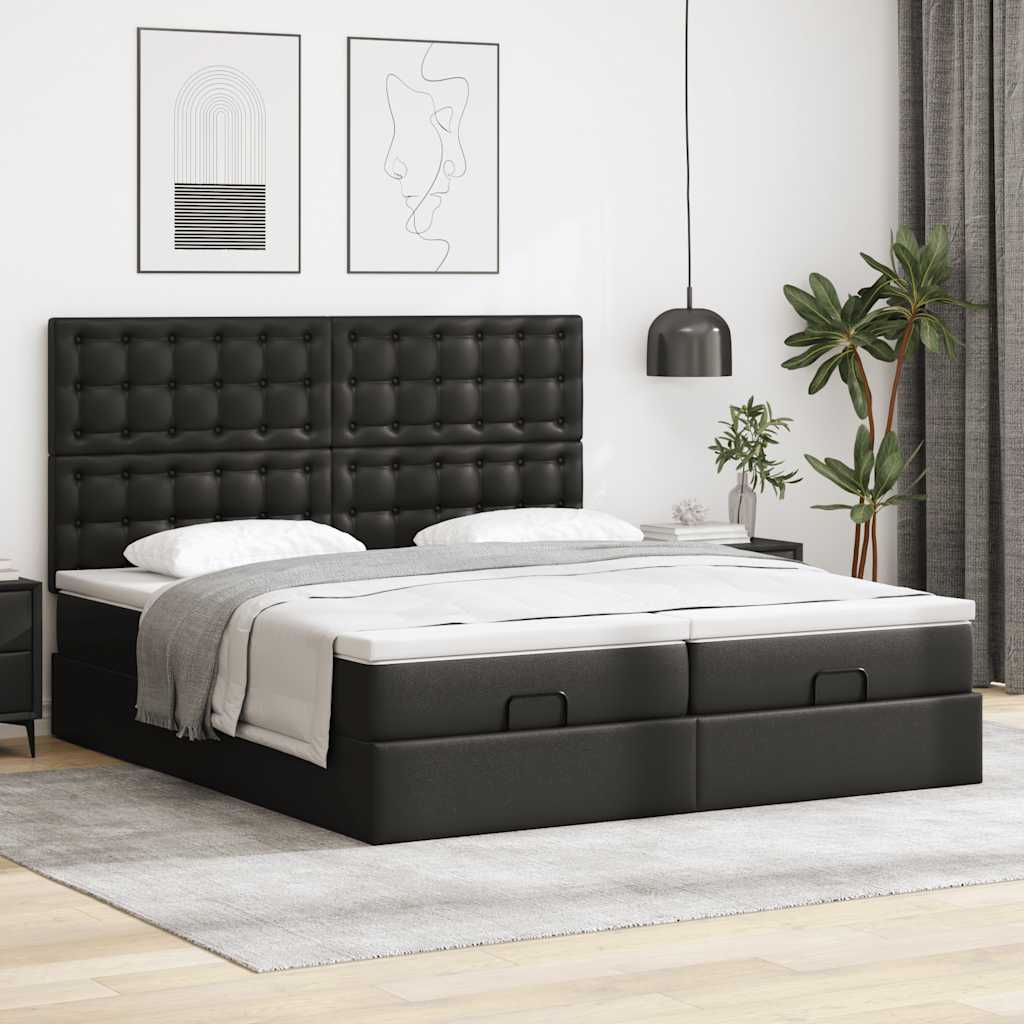 Cadre de lit ottoman avec matelas noir 180x200 cm similicuir Lits & cadres de lit vidaXL