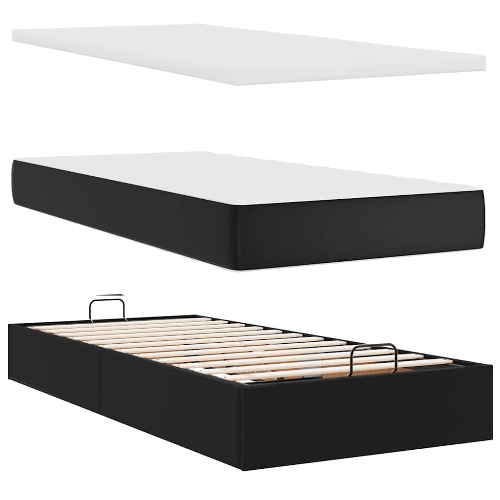 Cadre de lit ottoman avec matelas noir 180x200 cm similicuir Lits & cadres de lit vidaXL