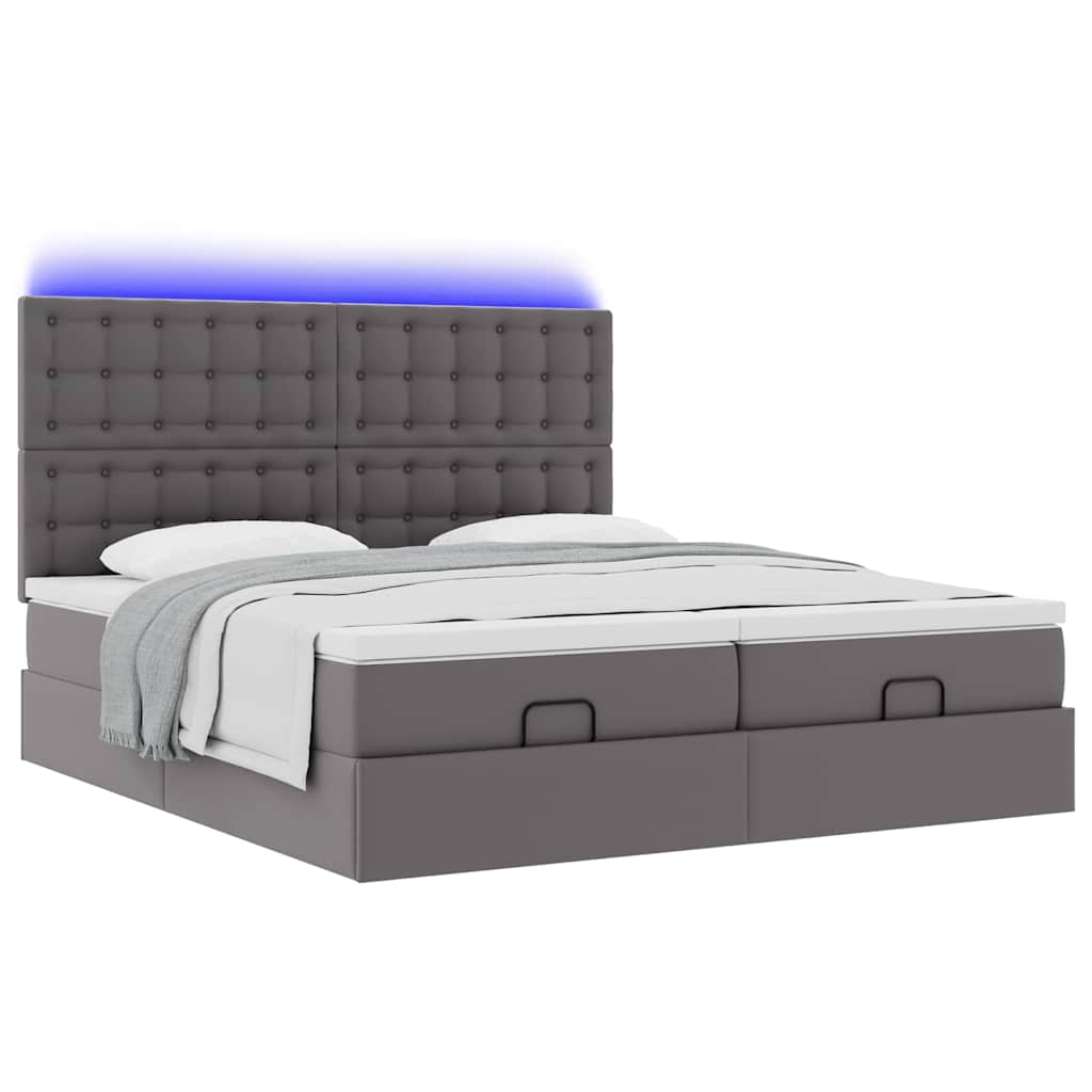 Cadre de lit ottoman avec matelas gris 180x200 cm similicuir Lits & cadres de lit vidaXL