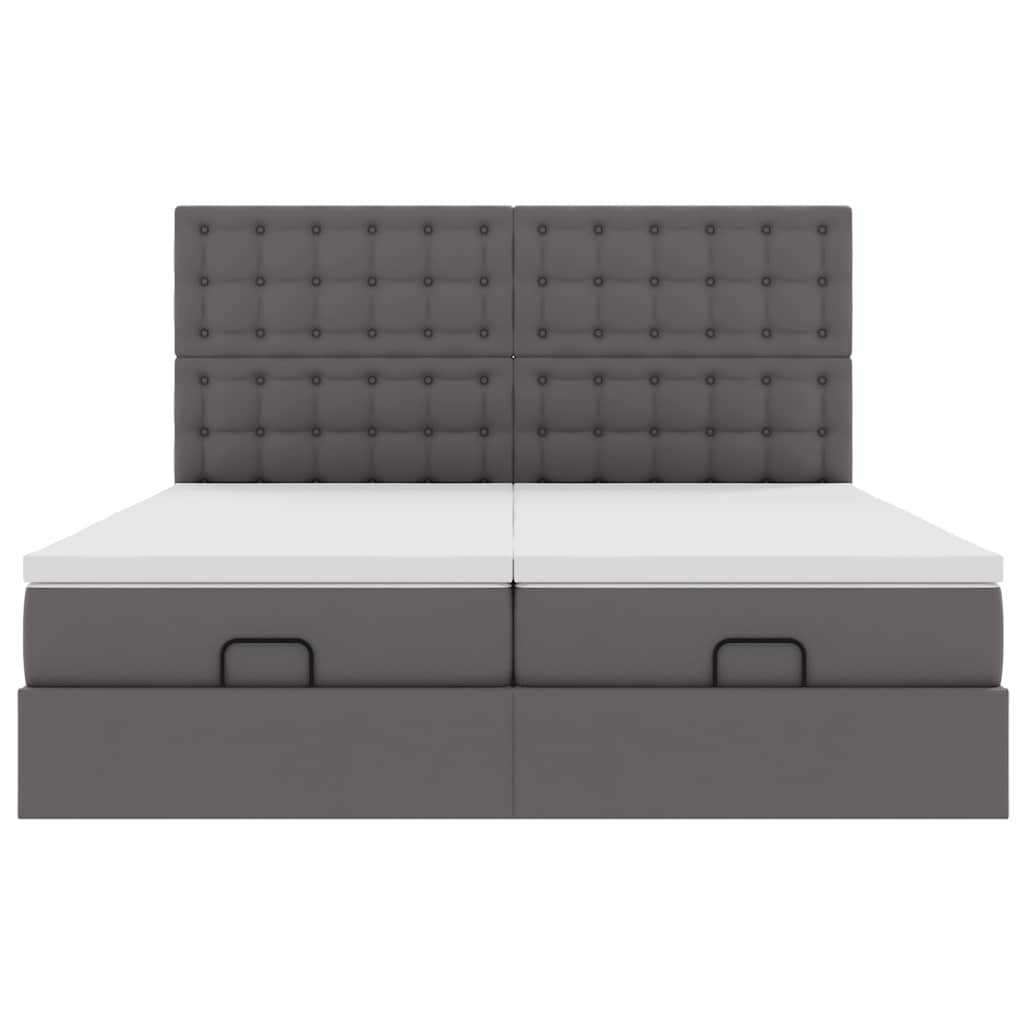 Cadre de lit ottoman avec matelas gris 180x200 cm similicuir Lits & cadres de lit vidaXL