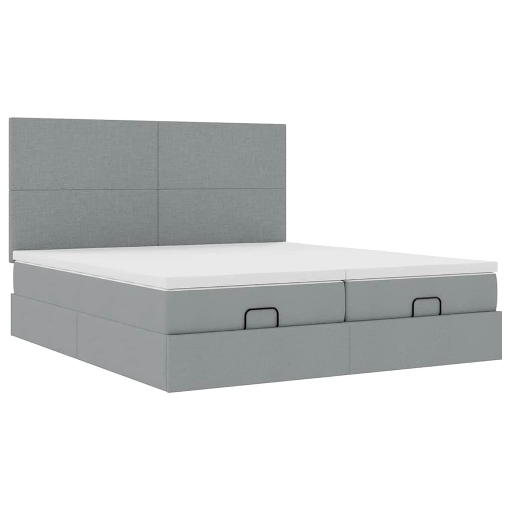 Cadre de lit ottoman et matelas gris clair 160x200cm tissu Lits & cadres de lit vidaXL