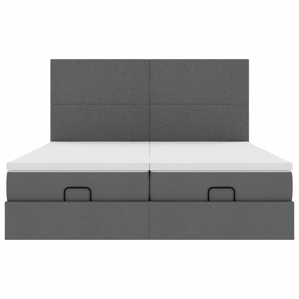 Cadre de lit ottoman avec matelas gris foncé 160x200cm tissu Lits & cadres de lit vidaXL