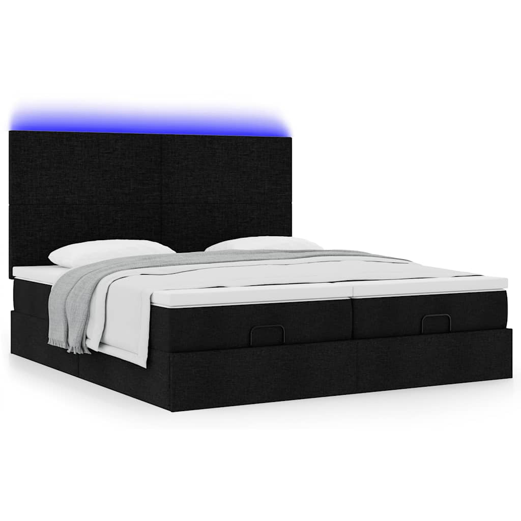 Cadre de lit ottoman avec matelas noir 160x200 cm tissu Lits & cadres de lit vidaXL