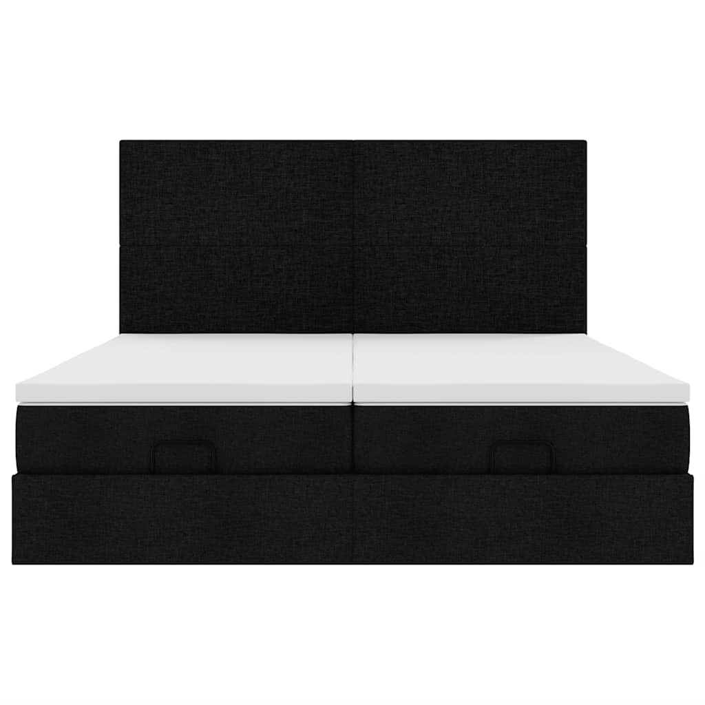 Cadre de lit ottoman avec matelas noir 160x200 cm tissu Lits & cadres de lit vidaXL