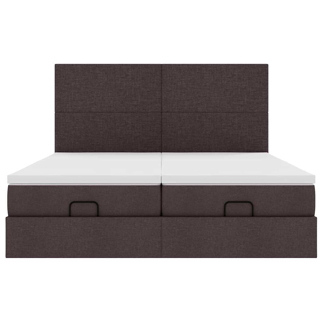 Cadre de lit ottoman avec matelas marron foncé 180x200 cm tissu Lits & cadres de lit vidaXL