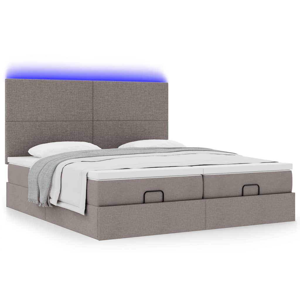 Cadre de lit ottoman avec matelas taupe 180x200 cm tissu Lits & cadres de lit vidaXL