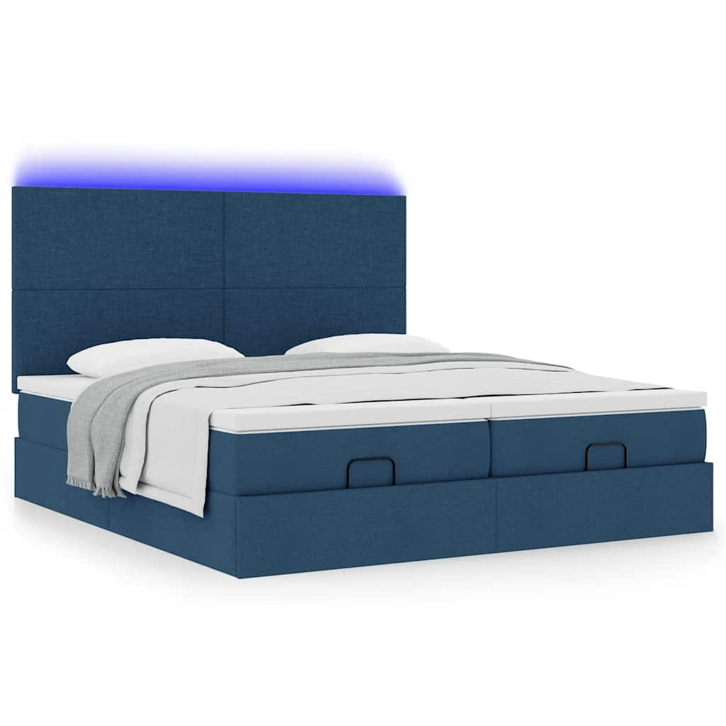 Cadre de lit ottoman avec matelas bleu 180x200 cm tissu Lits & cadres de lit vidaXL