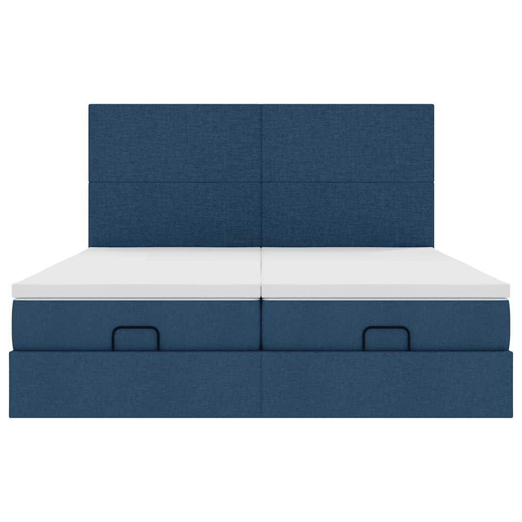 Cadre de lit ottoman avec matelas bleu 180x200 cm tissu Lits & cadres de lit vidaXL