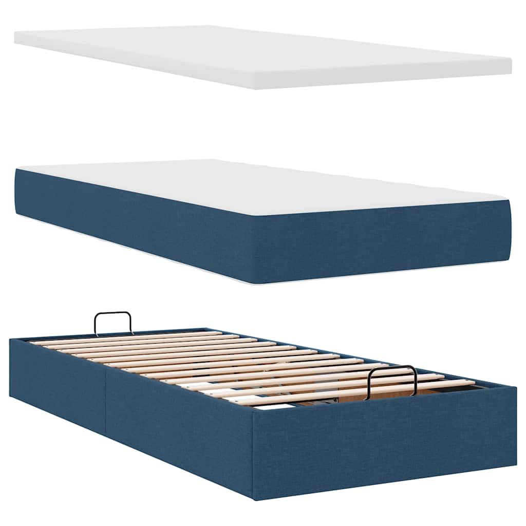 Cadre de lit ottoman avec matelas bleu 180x200 cm tissu Lits & cadres de lit vidaXL