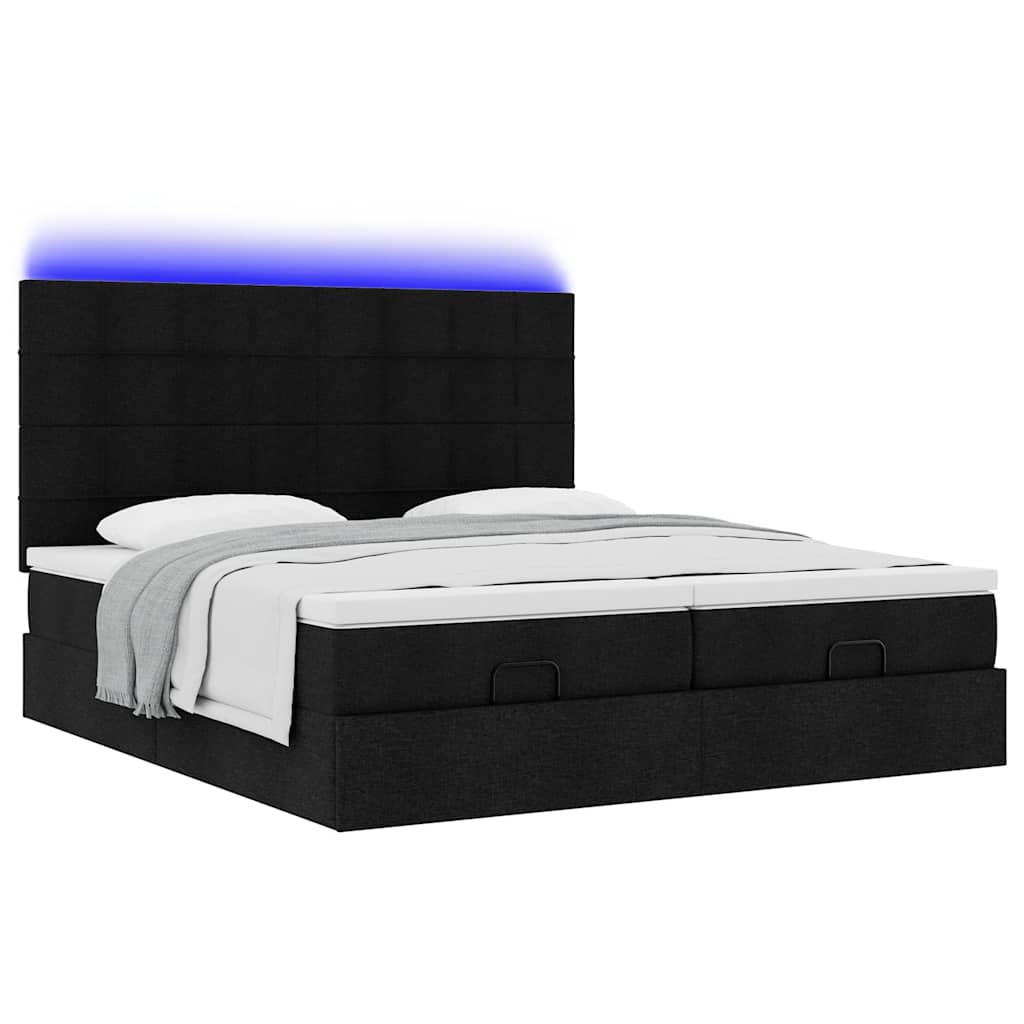 Cadre de lit ottoman avec matelas noir 160x200 cm tissu Lits & cadres de lit vidaXL