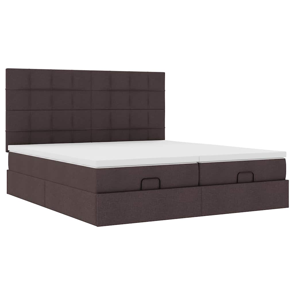 Cadre de lit ottoman avec matelas marron foncé 180x200 cm tissu Lits & cadres de lit vidaXL