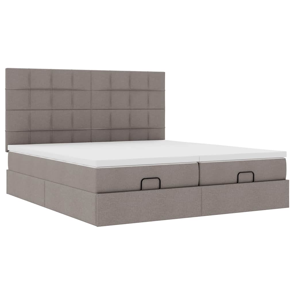 Cadre de lit ottoman avec matelas taupe 180x200 cm tissu Lits & cadres de lit vidaXL