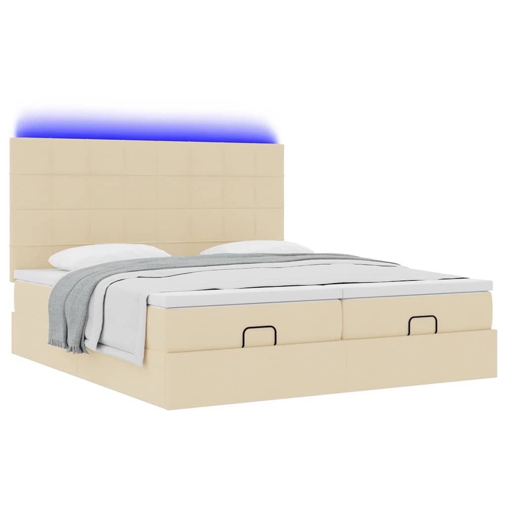 Cadre de lit ottoman avec matelas crème 180x200 cm tissu Lits & cadres de lit vidaXL