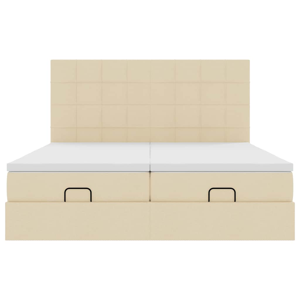 Cadre de lit ottoman avec matelas crème 180x200 cm tissu Lits & cadres de lit vidaXL