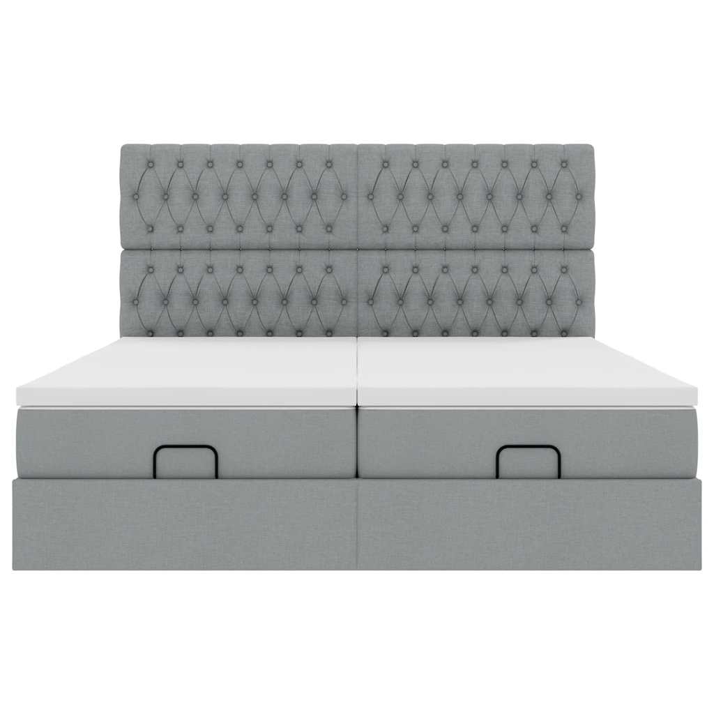 Cadre de lit ottoman et matelas gris clair 160x200cm tissu Lits & cadres de lit vidaXL