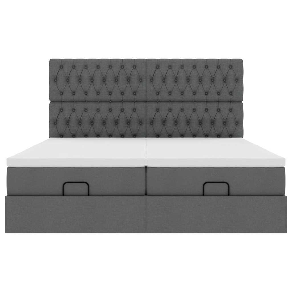 Cadre de lit ottoman avec matelas gris foncé 160x200cm tissu Lits & cadres de lit vidaXL