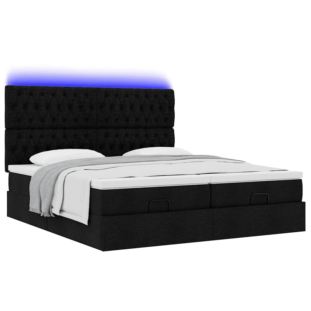 Cadre de lit ottoman avec matelas noir 160x200 cm tissu Lits & cadres de lit vidaXL