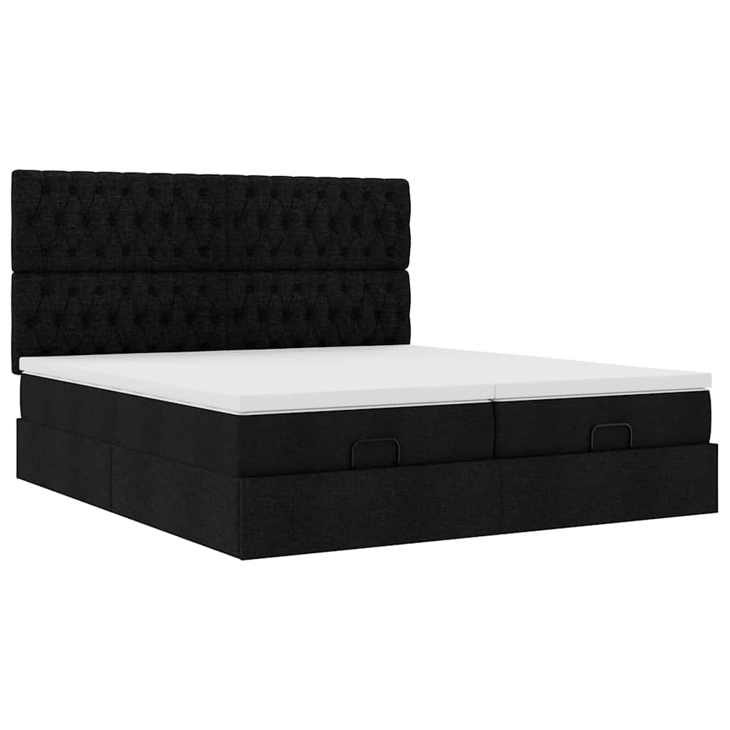 Cadre de lit ottoman avec matelas noir 160x200 cm tissu Lits & cadres de lit vidaXL