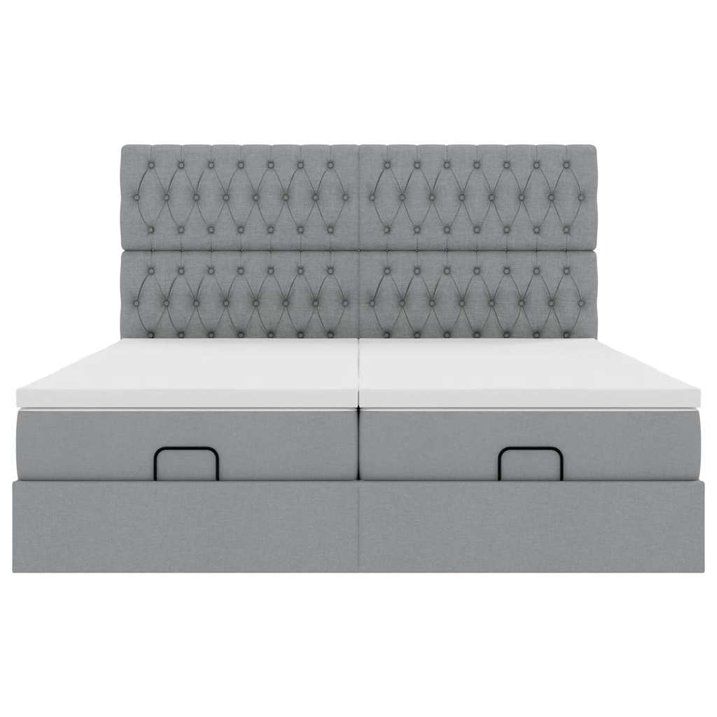 Cadre de lit ottoman et matelas gris clair 180x200cm tissu Lits & cadres de lit vidaXL