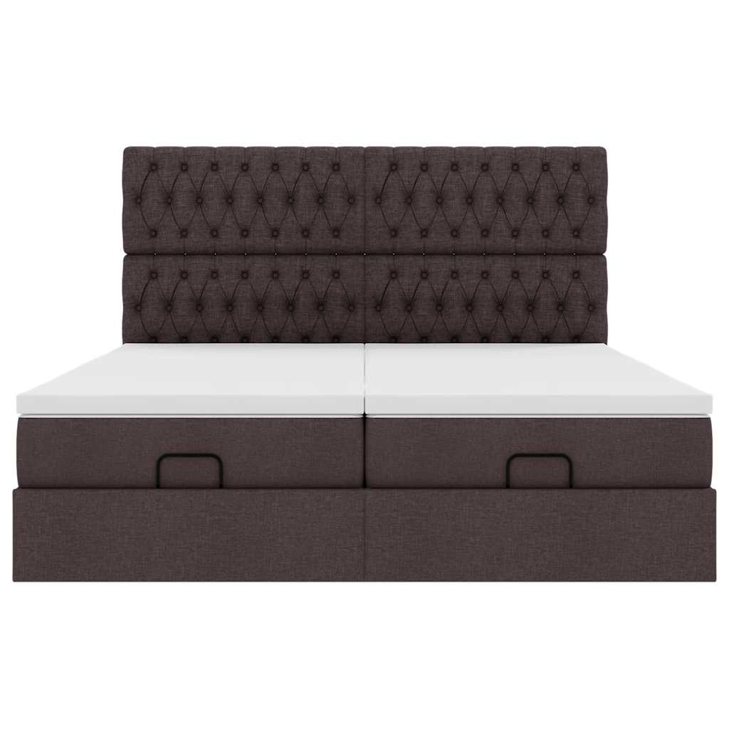 Cadre de lit ottoman avec matelas marron foncé 180x200 cm tissu Lits & cadres de lit vidaXL