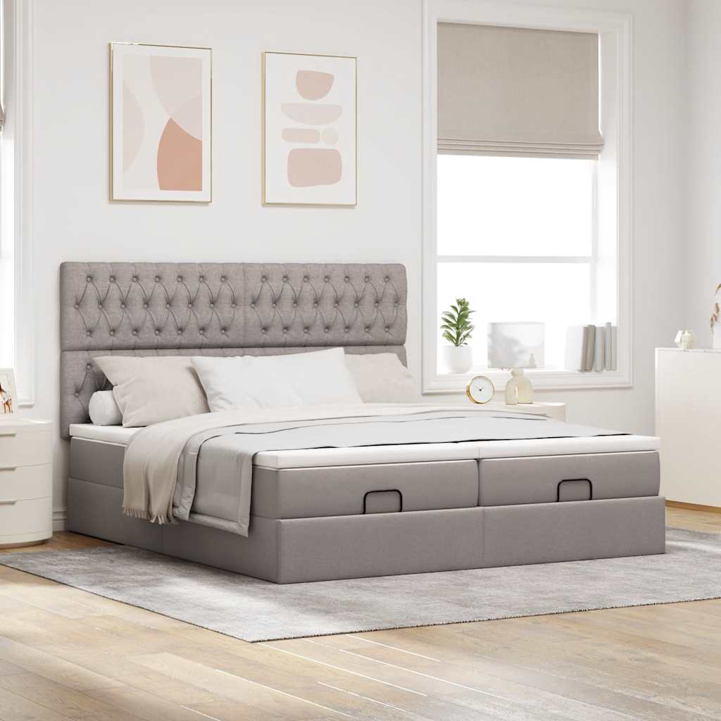 Cadre de lit ottoman avec matelas taupe 180x200 cm tissu Lits & cadres de lit vidaXL