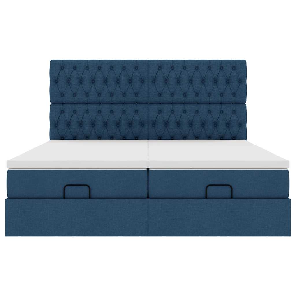 Cadre de lit ottoman avec matelas bleu 180x200 cm tissu Lits & cadres de lit vidaXL