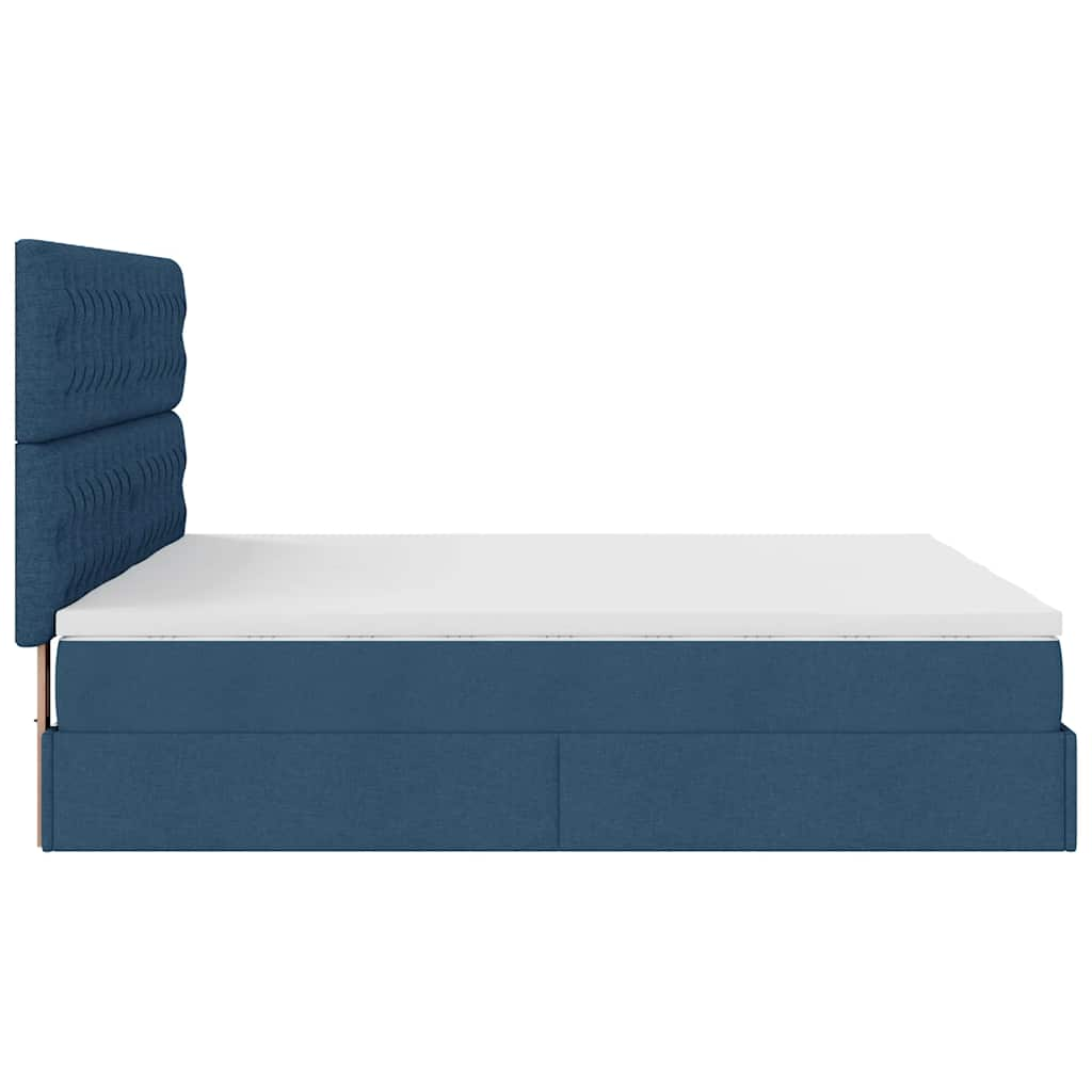 Cadre de lit ottoman avec matelas bleu 180x200 cm tissu Lits & cadres de lit vidaXL