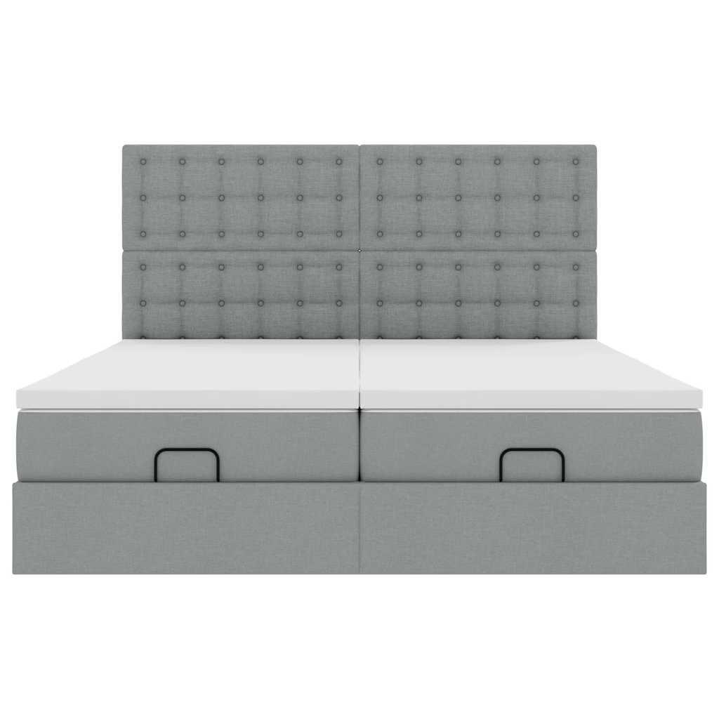 Cadre de lit ottoman et matelas gris clair 160x200cm tissu Lits & cadres de lit vidaXL