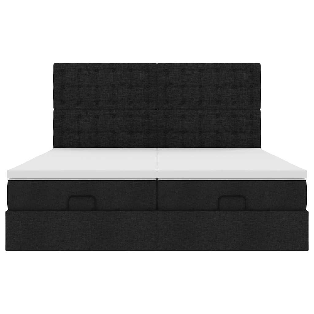 Cadre de lit ottoman avec matelas noir 160x200 cm tissu Lits & cadres de lit vidaXL