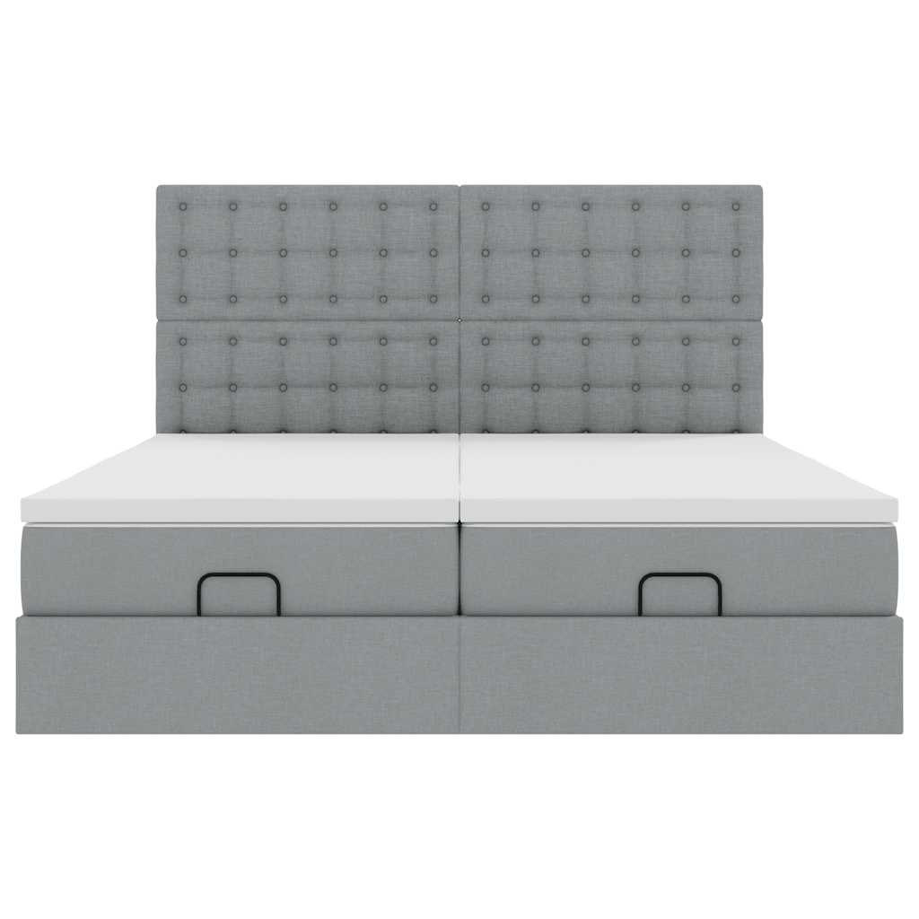 Cadre de lit ottoman et matelas gris clair 180x200cm tissu Lits & cadres de lit vidaXL