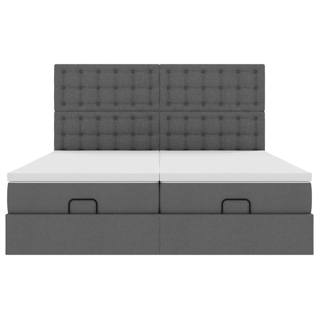 Cadre de lit ottoman avec matelas gris foncé 180x200cm tissu Lits & cadres de lit vidaXL