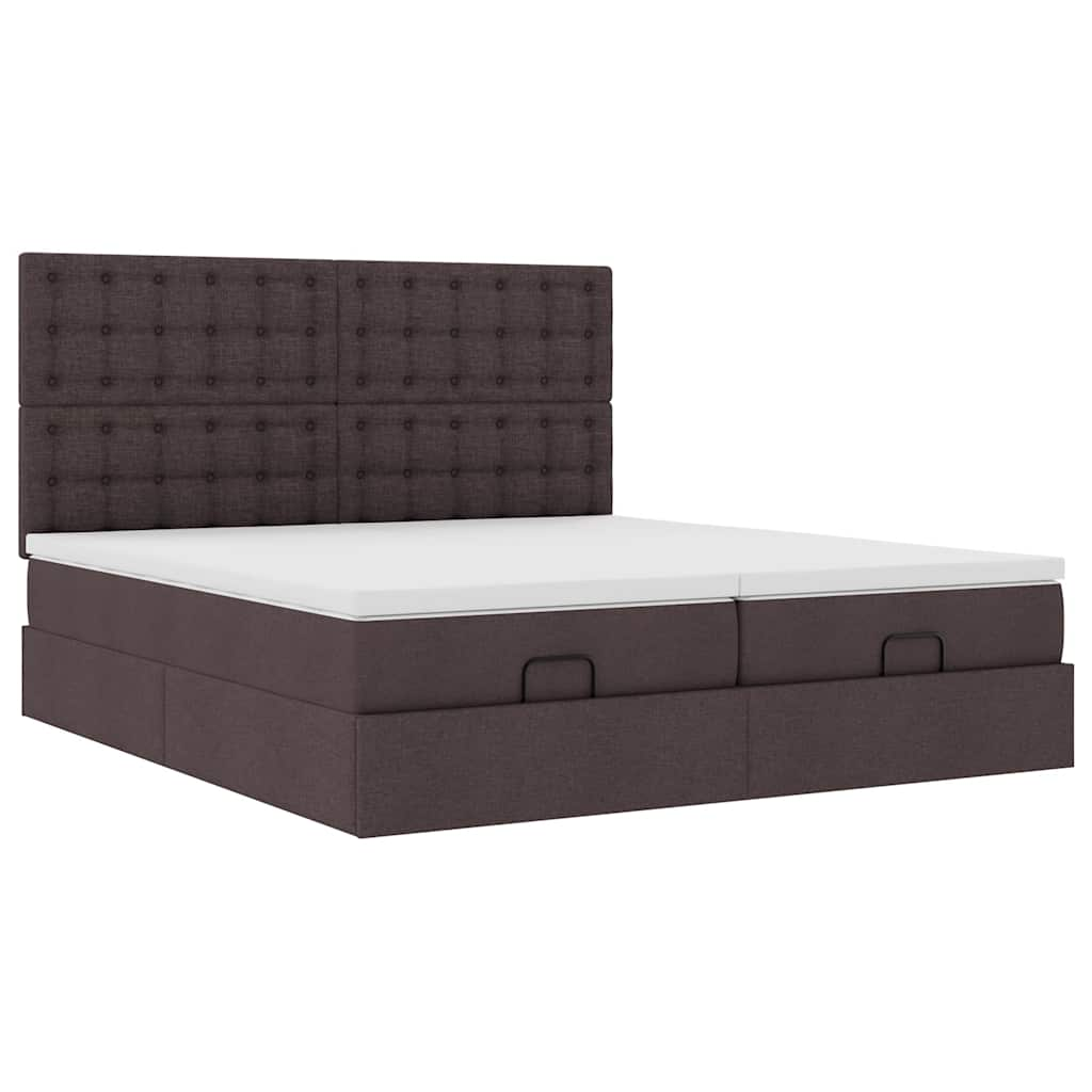 Cadre de lit ottoman avec matelas marron foncé 180x200 cm tissu Lits & cadres de lit vidaXL