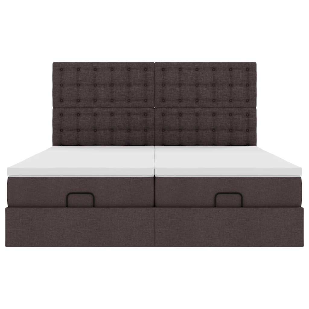 Cadre de lit ottoman avec matelas marron foncé 180x200 cm tissu Lits & cadres de lit vidaXL