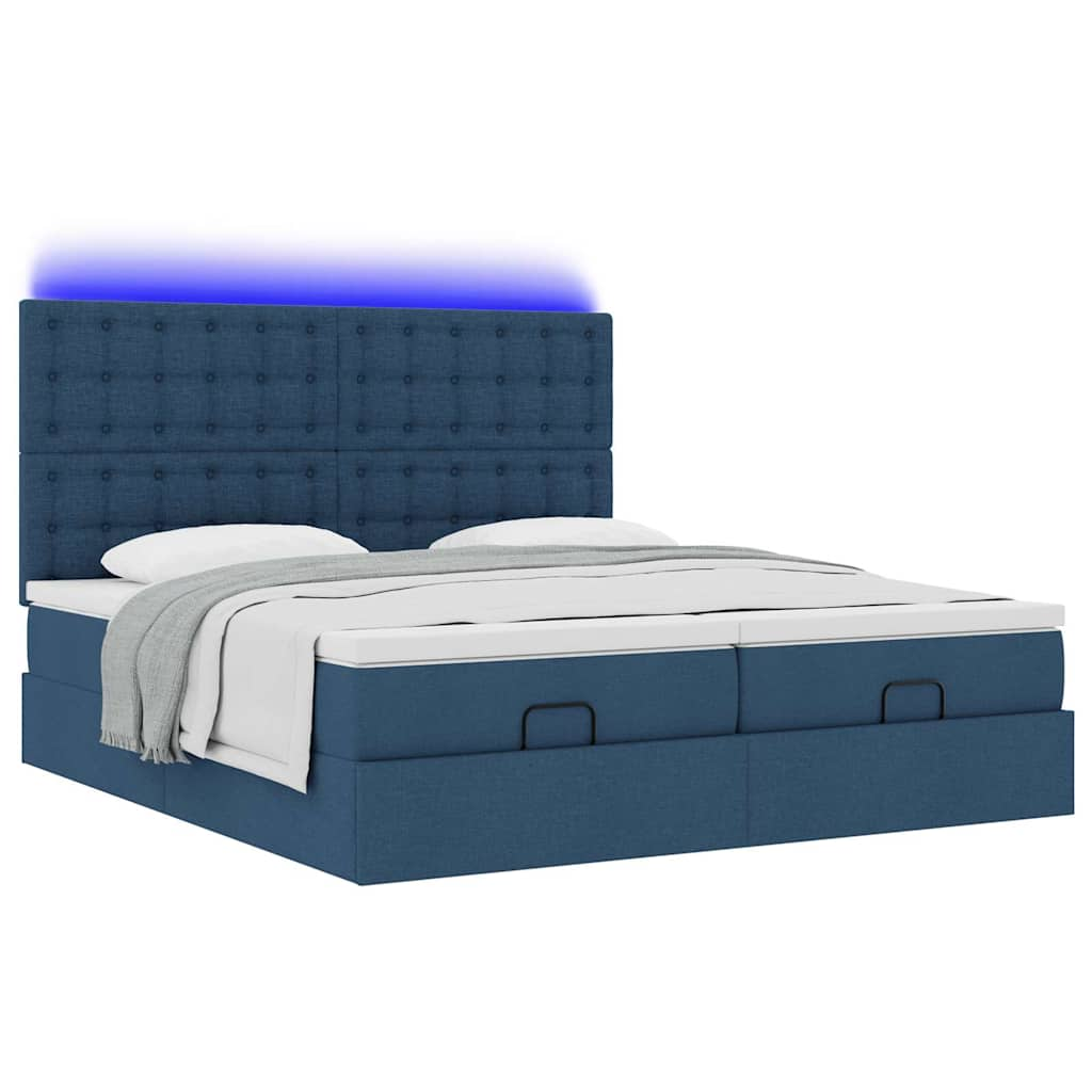 Cadre de lit ottoman avec matelas bleu 180x200 cm tissu Lits & cadres de lit vidaXL