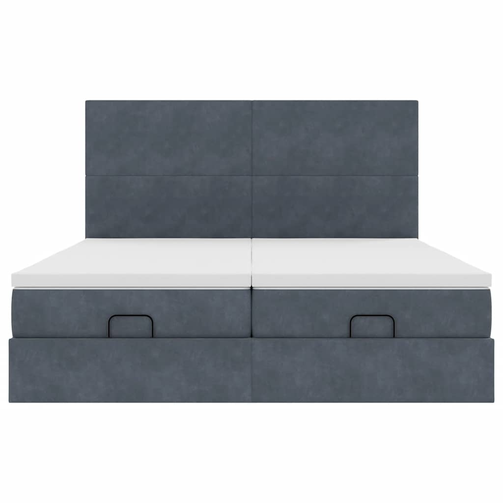 Cadre de lit ottoman avec matelas gris foncé 160x200cm velours Lits & cadres de lit vidaXL