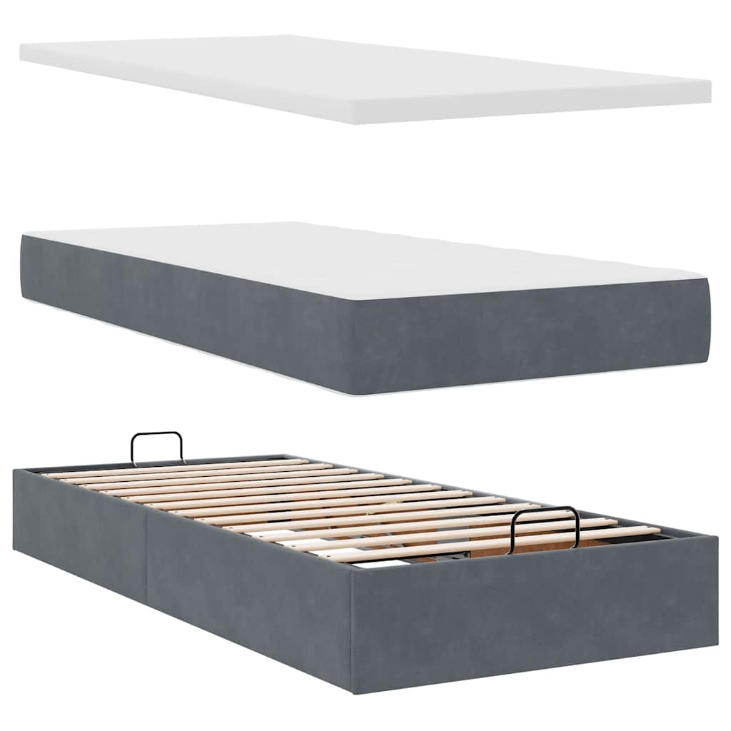 Cadre de lit ottoman avec matelas gris foncé 160x200cm velours Lits & cadres de lit vidaXL