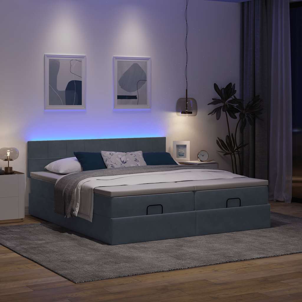 Cadre de lit ottoman avec matelas gris foncé 160x200cm velours Lits & cadres de lit vidaXL