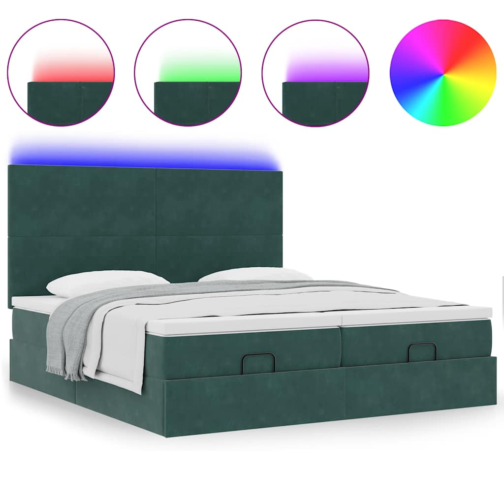 Cadre de lit ottoman avec matelas vert foncé 180x200cm velours Lits & cadres de lit vidaXL