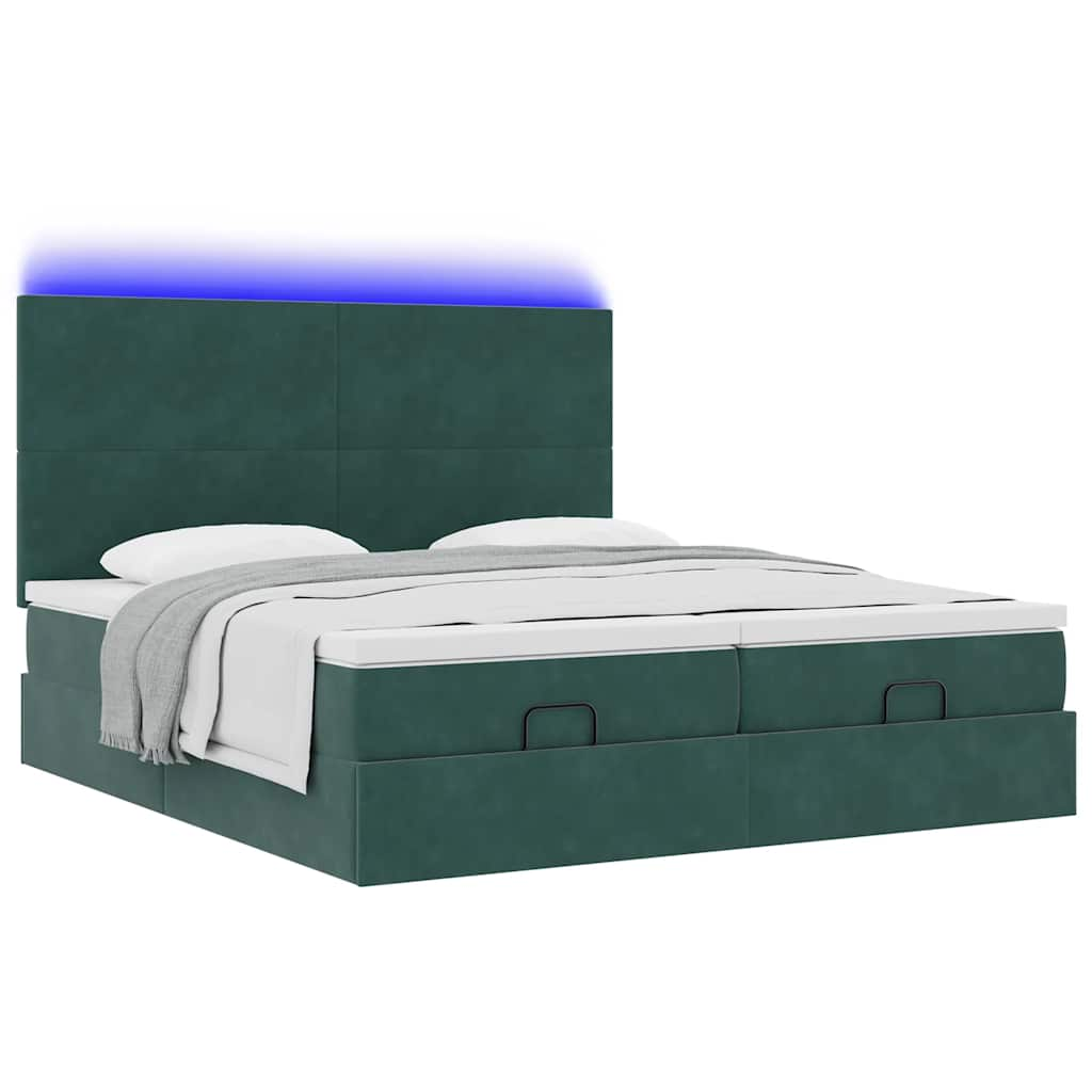 Cadre de lit ottoman avec matelas vert foncé 180x200cm velours Lits & cadres de lit vidaXL